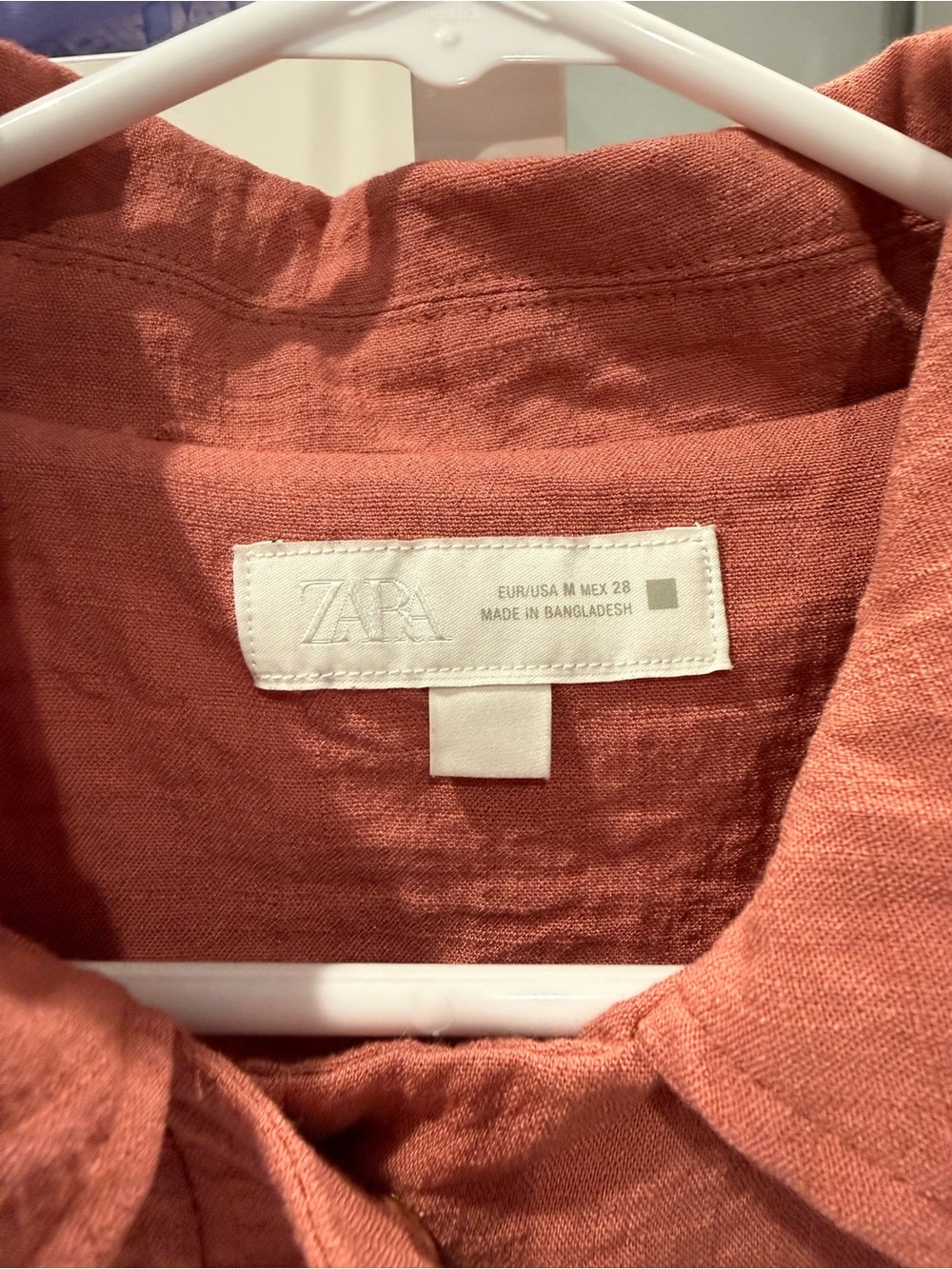 ZARA Linen Button-Up Shirt in Rust